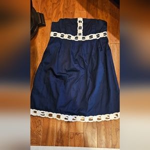 Lilly Pulitzer size 12 Navy Blue and White Strapless Dress